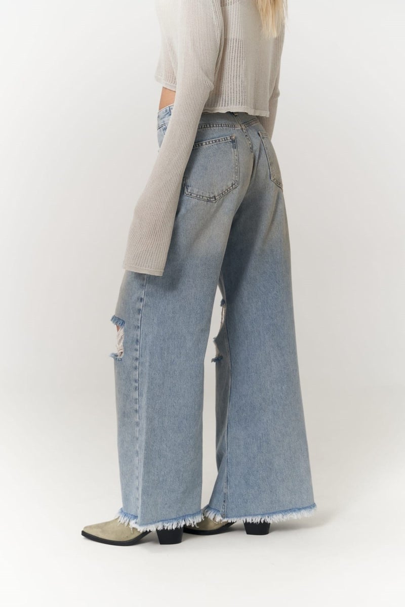 Mai Collection Gemma Ripped Detail Blue Jeans - Image 5