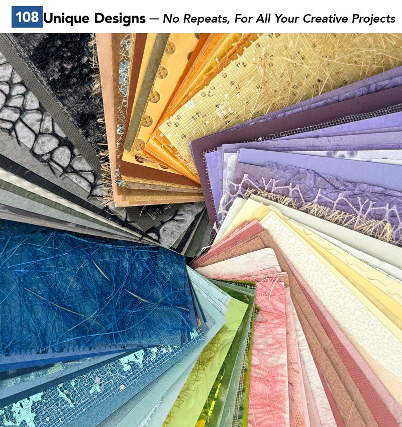 Aromoty 108 Sheets Unique Textured Scrapbook Paper and Mesh Fabric Set - 9 Pack No Repeat Special Paper Assorted Mixed for Scrapbooking Planner Junk Journal Supplies Media Collage Card 3.9x5.5 Inch - Image 3