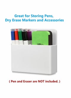 KASTWAVE Magnetic Dry Erase Marker Holder Pen and Eraser Holder for Whiteboard Magnet Pencil Cup Storage Organizer School Office Home Fridge Locker Metal Cabinets White  - Image 3