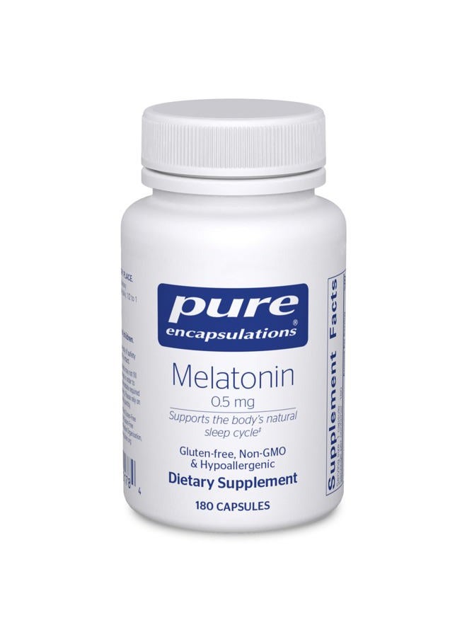 Pure Encapsulations Melatonin 0.5 mg - Natural Sleep Helper for Bedtime - Regulates Sleep-Wake Cycle - 0.5 mg Melatonin - Vegan & Non-GMO - 180 Capsules - Image 1
