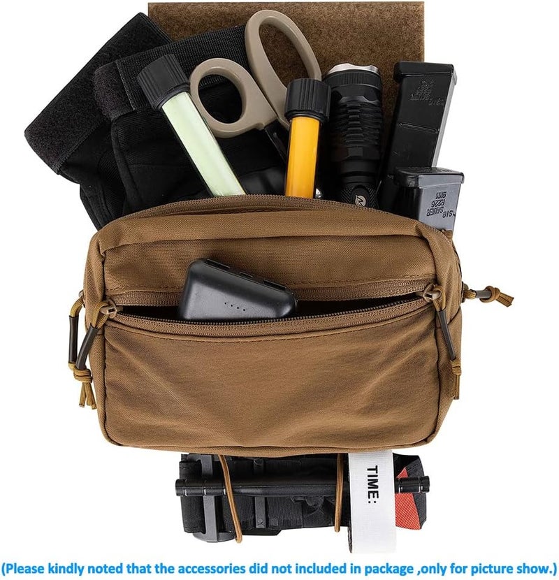 KRYDEX Tactical Drop Pouch Sub Abdominal Carrying Kit Bag Tactical Fanny Pack with Hook and Loop Panel for Tactical Vest Chest Rig (Coyote Brown) - Image 4