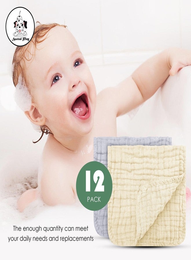 Spotted Play 12 Pack Muslin Cotton Baby Burp Cloths - 20"x10", Ivory, Slate and Emerald Series - Image 5