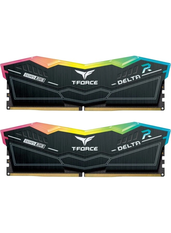 تيم غروب ذاكرة مكتبية TEAMGROUP T-Force Delta, بسعة 32GB (2x16GB) DDR5, تردد 6000MHz, التوقيت CL40, دعم ملفات Inter XMP 3.0 و AMD EXPO - أسود - Image 1