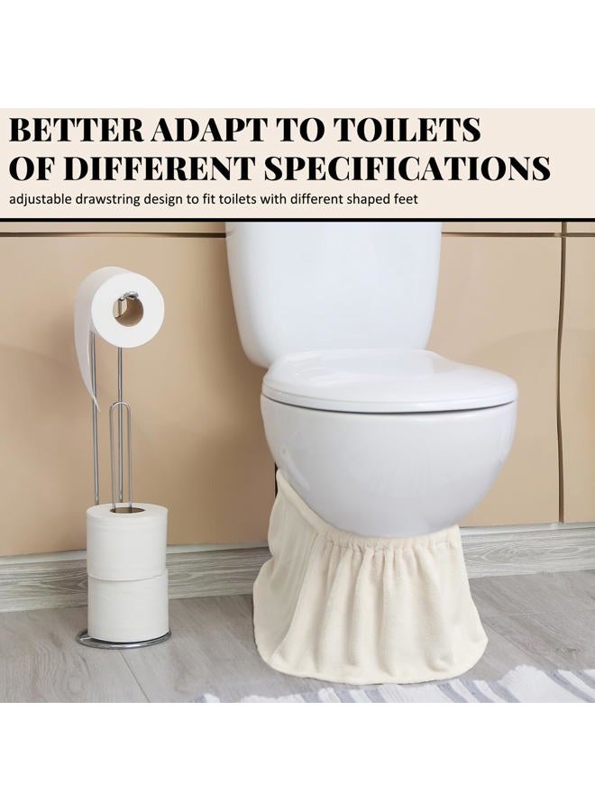 Oudain Toilet Base Wrap Stretchable Non Slip Around Toilet Protector Decorative Hygienic Caulk Cover White Cotton Washable Bathroom Decor for Catching Drips Condensation Dribbles Dust - Image 3