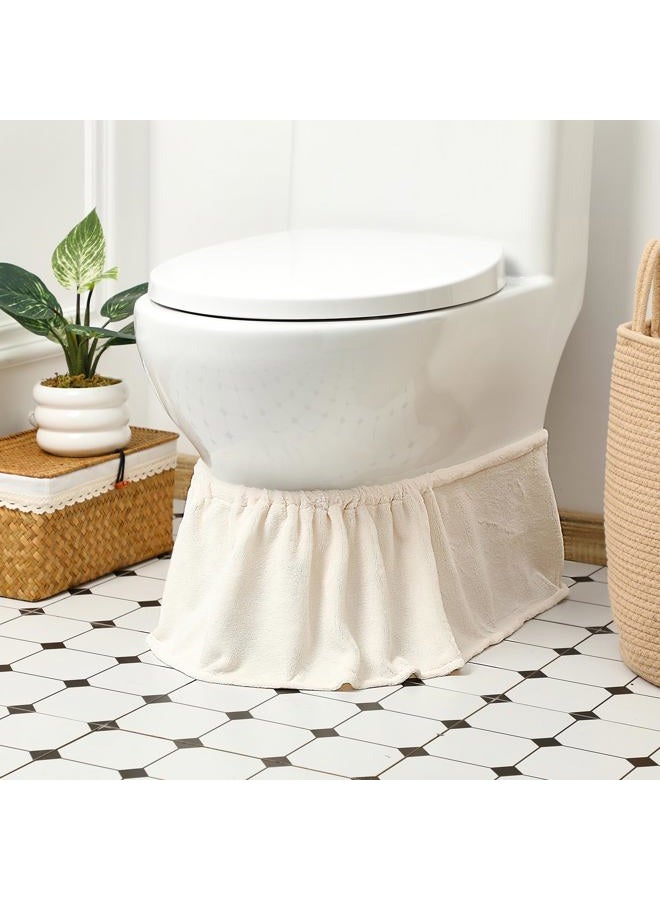 Oudain Toilet Base Wrap Stretchable Non Slip Around Toilet Protector Decorative Hygienic Caulk Cover White Cotton Washable Bathroom Decor for Catching Drips Condensation Dribbles Dust - Image 1