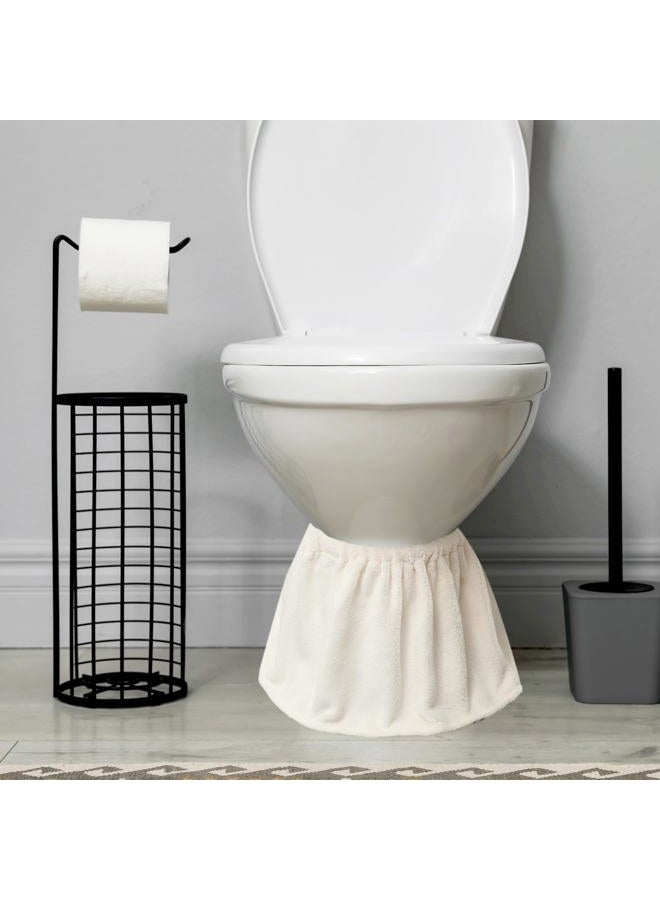 Oudain Toilet Base Wrap Stretchable Non Slip Around Toilet Protector Decorative Hygienic Caulk Cover White Cotton Washable Bathroom Decor for Catching Drips Condensation Dribbles Dust - Image 2