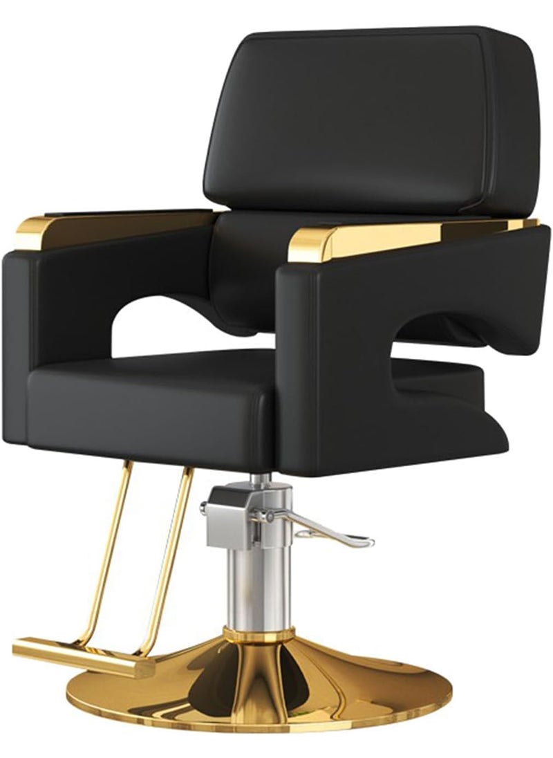 ETG ETG Barber Chair, Salon Chair Styling Hydraulic Pump Hairdressing Chair, Height Adjustable Chair for Hair Stylist, with Footrest,Black  - Image 1