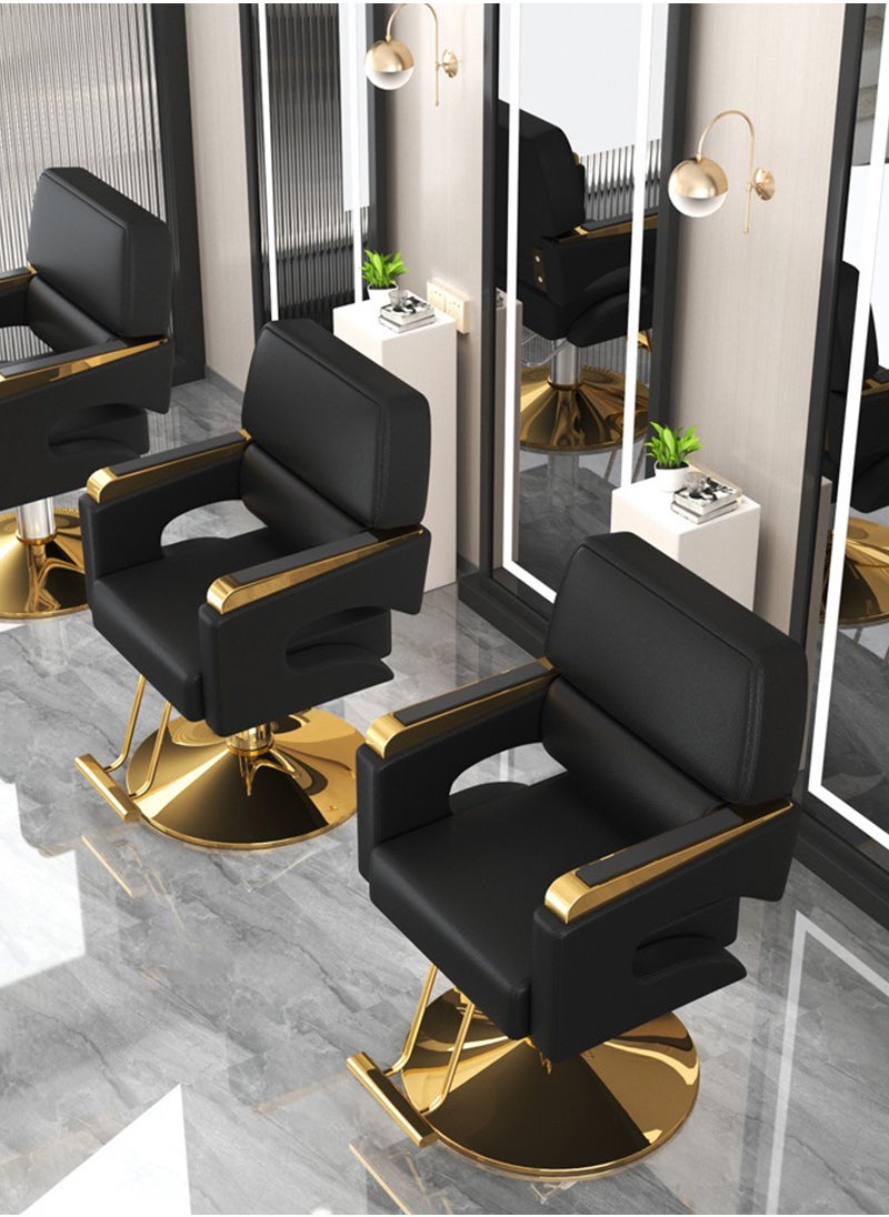 ETG ETG Barber Chair, Salon Chair Styling Hydraulic Pump Hairdressing Chair, Height Adjustable Chair for Hair Stylist, with Footrest,Black  - Image 2