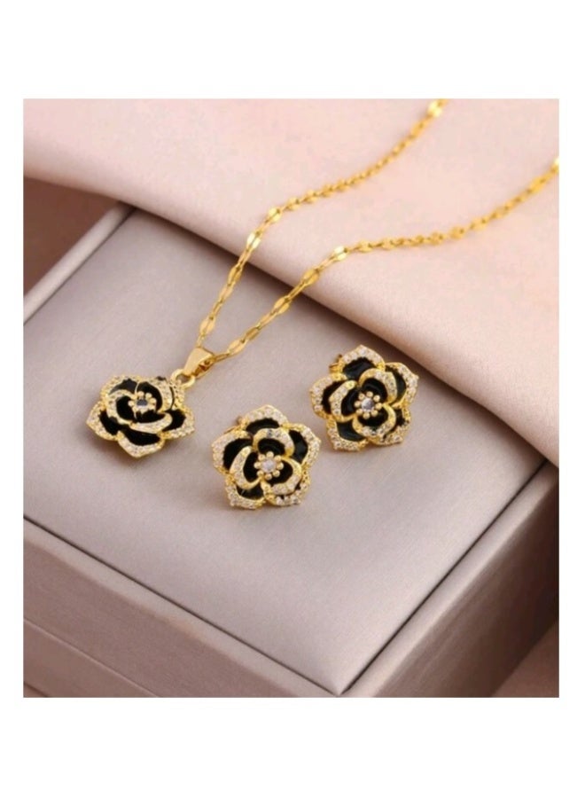 Trendy Stainless Steel Gold Plated Jewellery Set For Women  - Image 1