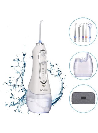 Cordless Water Dental Flosser, Portable Oral Irrigator For Teeth, Braces, Rechargeable And Ipx7 Waterproof Teeth Cleaner For Home Travel Hf6 White 300ml - view 3