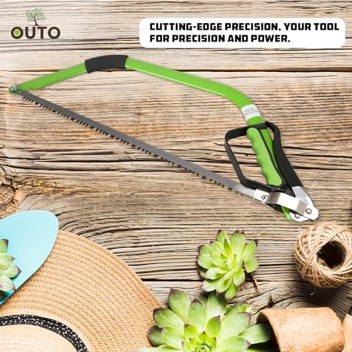 OUTO Hacksaw 24 Inch with Heavy Duty High Strength Carbon Steel Professional Mini Pruning Bow Hand Saw Teeth High Abrasion Resistance Grip Handle for Wood PVC Pipe Tree Cutting (Pack of 1, Green) - Image 5