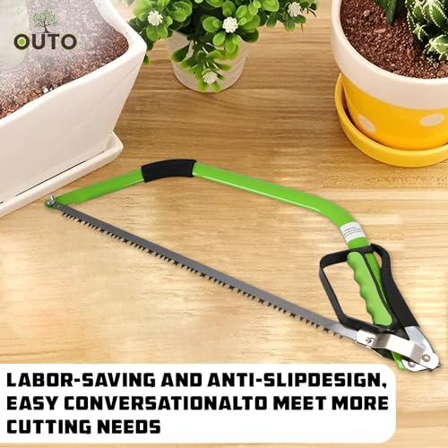 OUTO Hacksaw 24 Inch with Heavy Duty High Strength Carbon Steel Professional Mini Pruning Bow Hand Saw Teeth High Abrasion Resistance Grip Handle for Wood PVC Pipe Tree Cutting (Pack of 1, Green) - Image 4