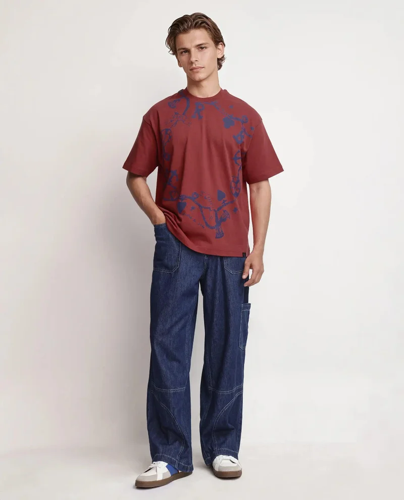 Rare Rabbit Men's Nautical Printed Oversized T-Shirt
