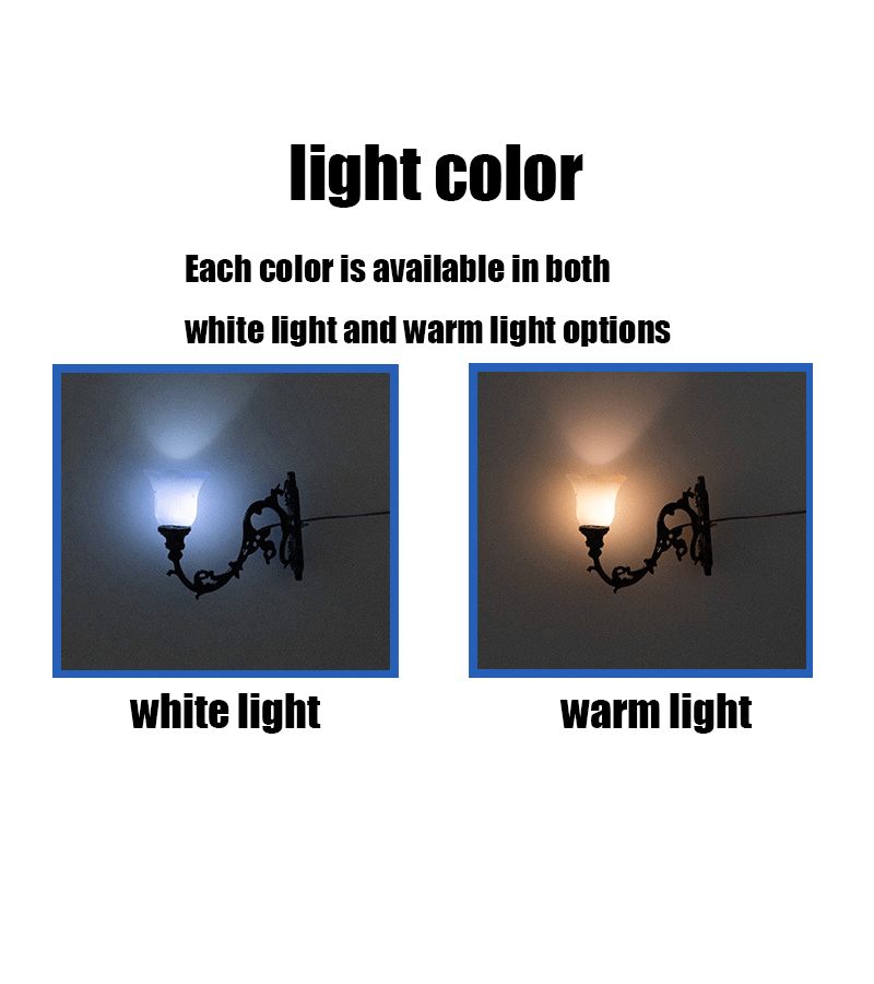 3pc Golden Model Wall Light Warm White Daylight Miniature Landscape for Dollhouse Scenery Railroad - Image 3