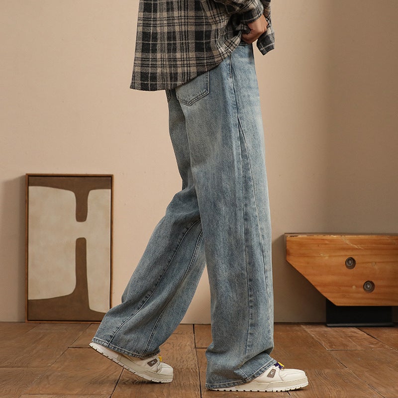 High Waist Straight Jeans Men'S Thick Fashion Brand Loose Autumn Wide Leg Long Pants For Boys - Image 4