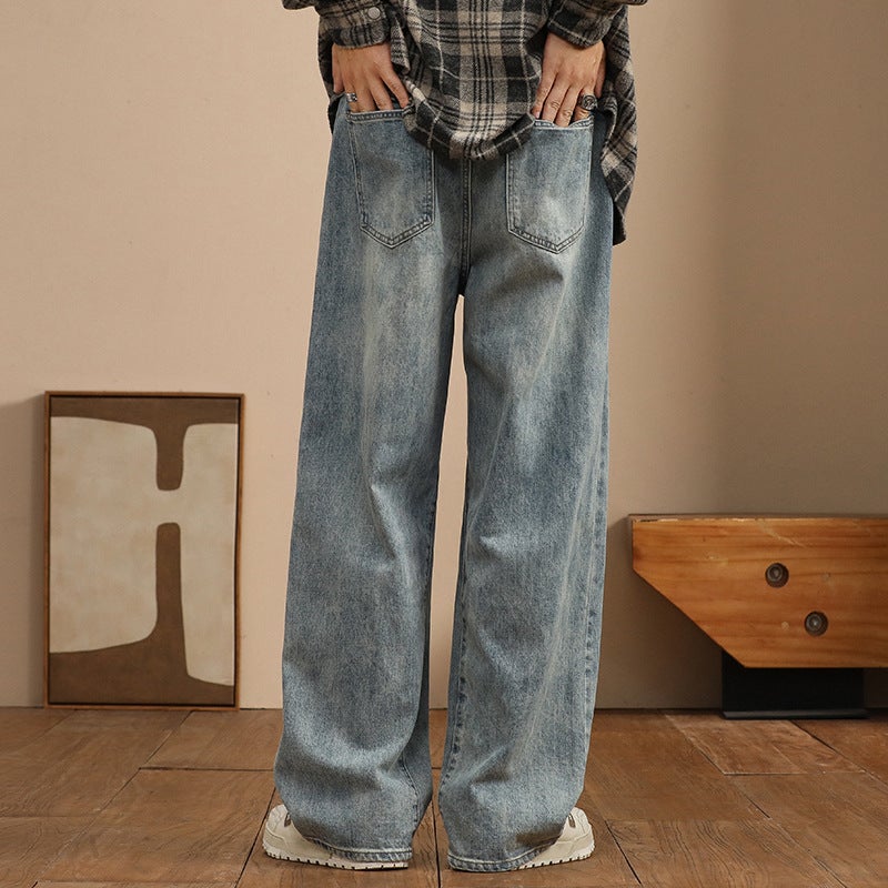 High Waist Straight Jeans Men'S Thick Fashion Brand Loose Autumn Wide Leg Long Pants For Boys - Image 5