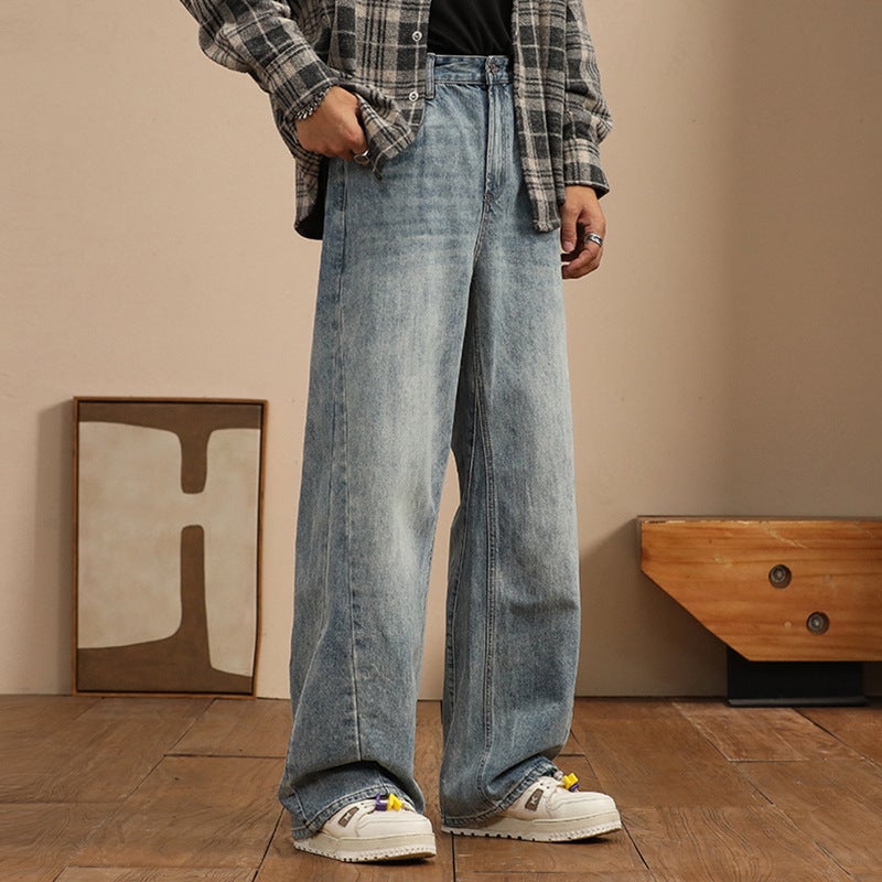 High Waist Straight Jeans Men'S Thick Fashion Brand Loose Autumn Wide Leg Long Pants For Boys - Image 3