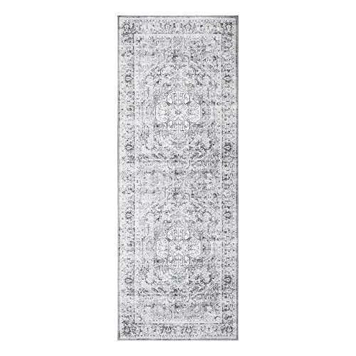Bloom Rugs Washable Non-Slip 7 ft Runner - Gray/Charcoal Traditional Medallion Runner for Entryway, Hallway, Bathroom, and Kitchen - Exact Size: 2.5' x 7' - Image 2