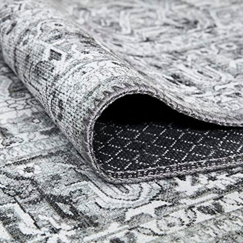 Bloom Rugs Washable Non-Slip 7 ft Runner - Gray/Charcoal Traditional Medallion Runner for Entryway, Hallway, Bathroom, and Kitchen - Exact Size: 2.5' x 7' - Image 3