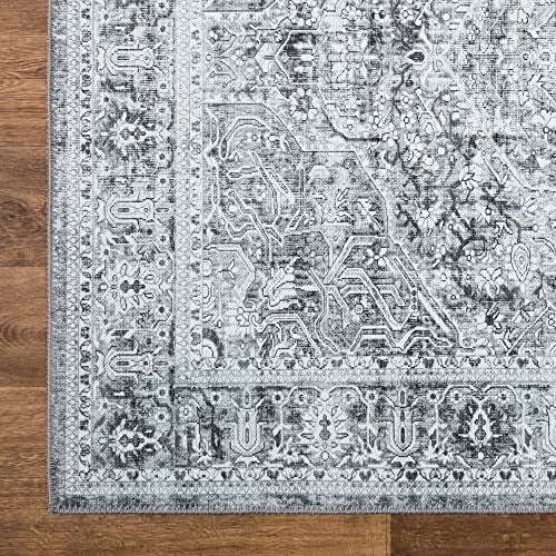 Bloom Rugs Washable Non-Slip 7 ft Runner - Gray/Charcoal Traditional Medallion Runner for Entryway, Hallway, Bathroom, and Kitchen - Exact Size: 2.5' x 7' - Image 5
