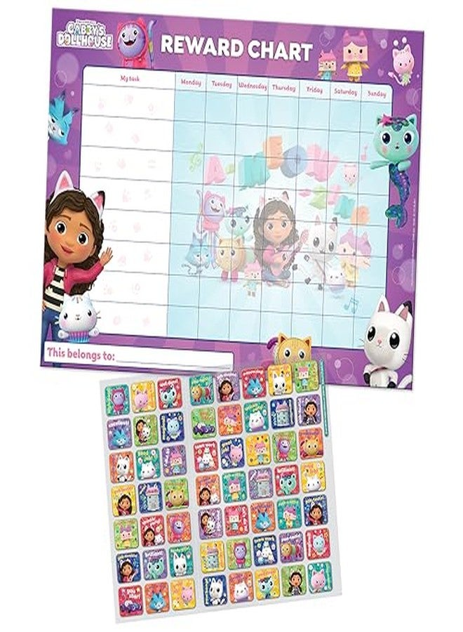 Paper Projects 01.70.30.051 Gabby's Dollhouse Everyday Reward Includes 56 Sparkly Stickers | Colourful Chart is Wipe-Clean, Mulitcoloured, 29.7cm x 42cm - Image 3