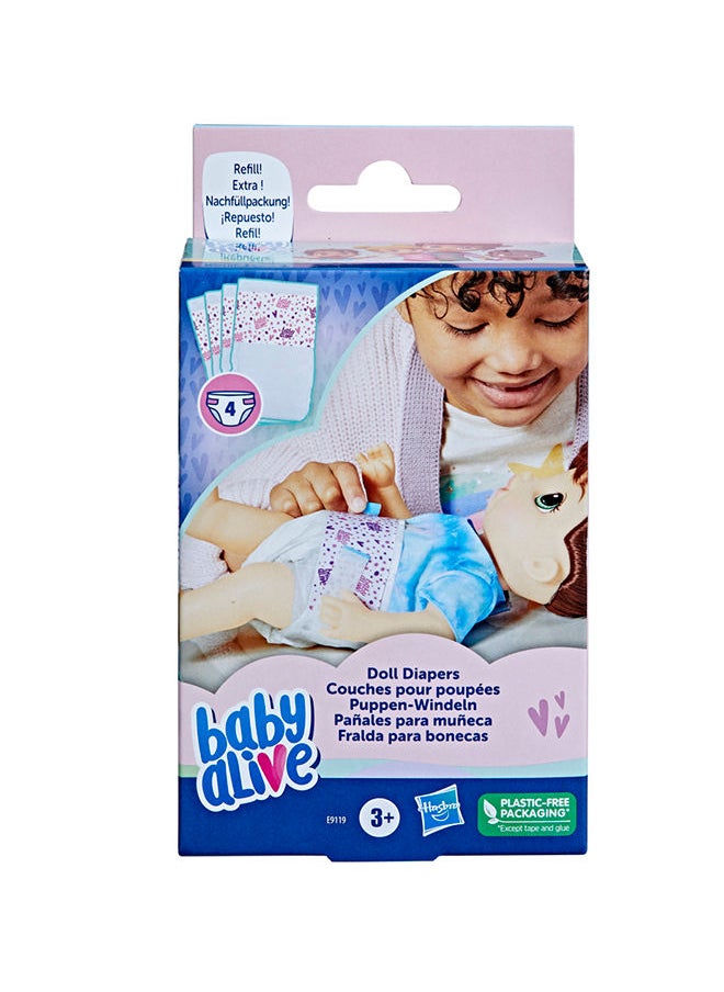 Baby Alive - Baby Alive Doll Diaper Refill Includes 4 Diapers Toys Accessories For Kids Ages 3 Years Old And Up - Image 1