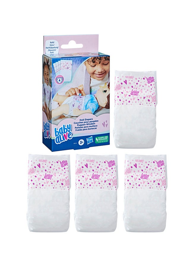 Baby Alive - Baby Alive Doll Diaper Refill Includes 4 Diapers Toys Accessories For Kids Ages 3 Years Old And Up - Image 1