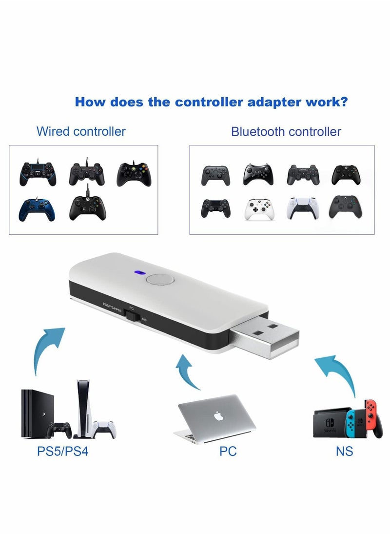 Y&D - Wireless Controller Adapter, USB Coverter for PS5 4 Windows Nintendo Switch OLED, Converter Suitable Xbox Series X S Controller, One Elite - Image 1