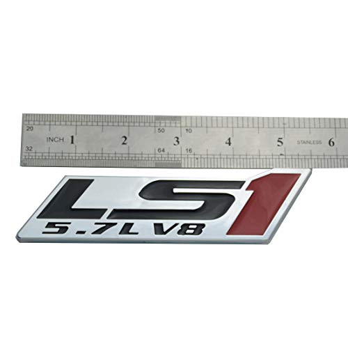 dgea 2X LS1 5.7L V8 Fender Emblem Decal Badge Nameplate Letter (Chrome Red) - Image 3