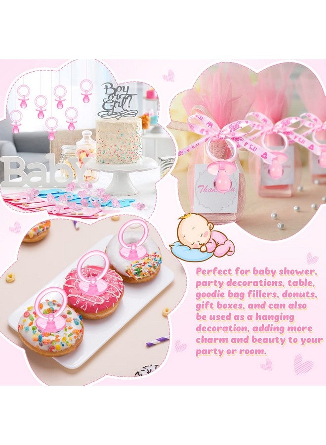 Roowest 74 Pieces Baby Shower Pacifiers 24 Necklace Acrylic Plastic Pacifiers Baby Shower Game 50 Mini Plastic Charm Bulk for Party Decorations Games Table Scatter(Pink) - Image 4