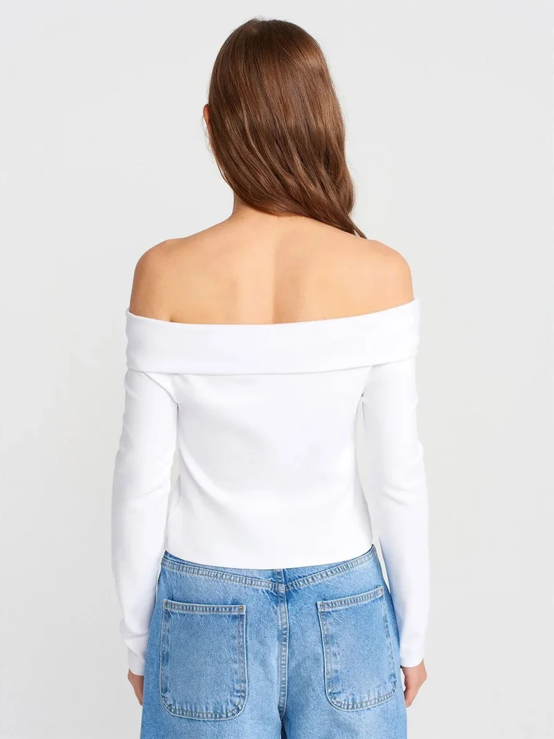 ديلفين Dilvin Off-Shoulder Slim Fit Knit Blouse
