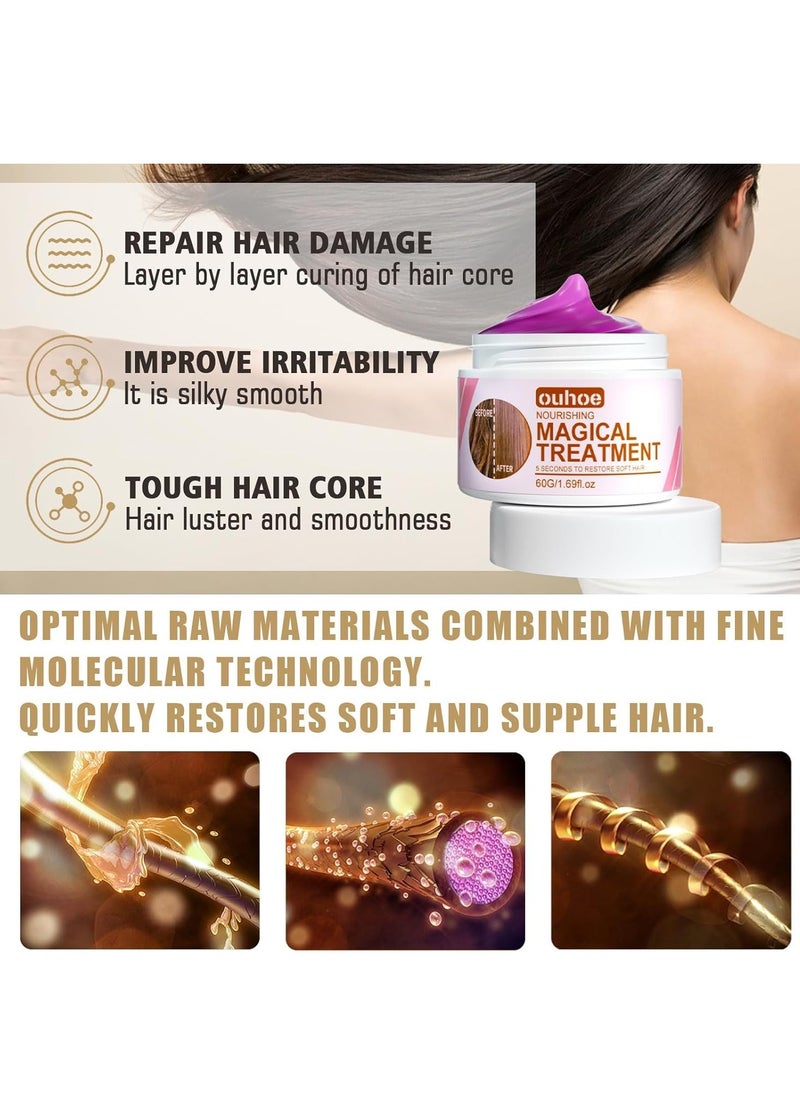 KASTWAVE Keratin Repair Hair Mask, Hair Frizz Damage Smoothing Straightening, Hair Treatment Deep Repair, Magical Hair Mask for Women, Steam-Free Repair Silky Perm Dye Moisturizing Hydrating Hair Mask, 60g  - Image 5