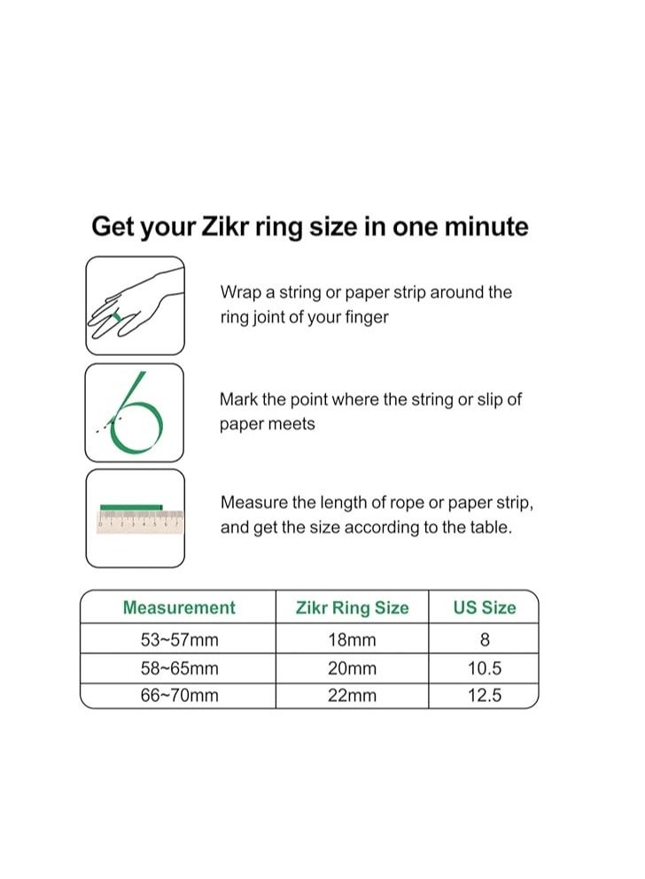 iQIBLA Smart Tasbih Zikr lite Ring, Muslim Prayer, Prayer timing reminder, OLED display Tasbih Counter, Smart Ring, Waterproof- White 20mm - Image 3