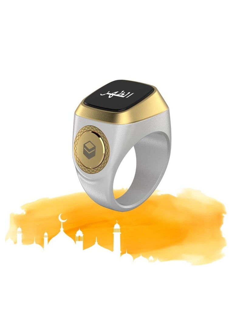 iQIBLA Smart Tasbih Zikr lite Ring, Muslim Prayer, Prayer timing reminder, OLED display Tasbih Counter, Smart Ring, Waterproof- White 20mm - Image 2