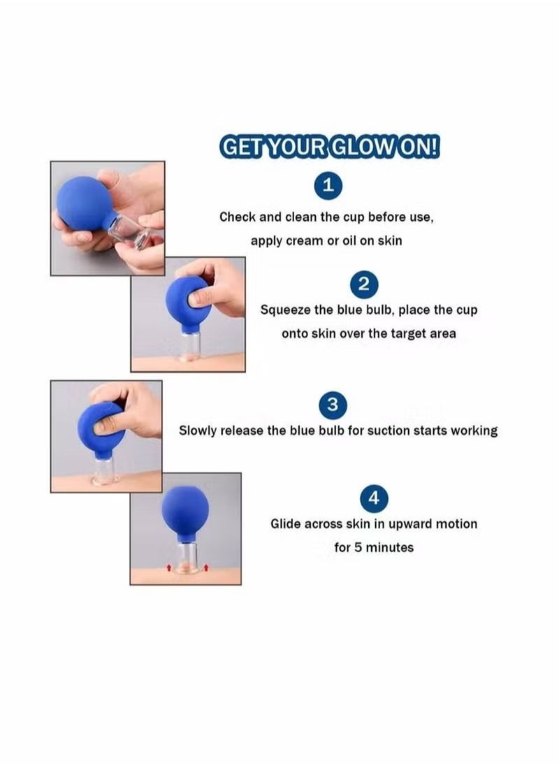 Generic - 4 PCS Glass Facial Cupping Set Silicone Vacuum Suction Cupping Massage Therapy A Kit For Anti Cellulite Anti Wrinkle and Instantly Ageless Skin For Eyes, Face and Body - Image 1