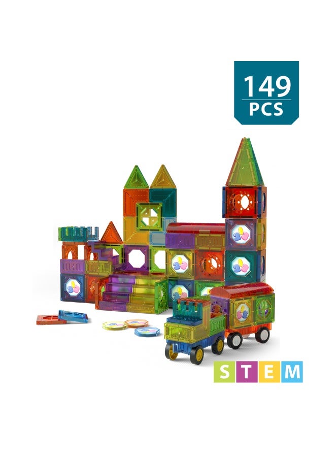 Magni Mates Magnetic Building Tiles Set 149 Pieces – DIY Construction Blocks with Towers, Vehicles and Colorful Magnetic Shapes for Creative STEM Learning and Imaginative Play - Image 5