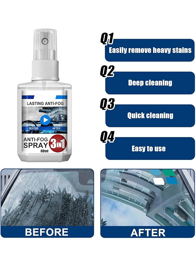 KASTWAVE Anti Fog Windshield & Glasses Spray,3-In-1 Anti Fog Spray,Car Antifog Spray,Automobile Glass Anti Fog Spray,Car Glass Anti-Fog Rainproof Spray,Windshield Anti-Fog Spray - Image 4