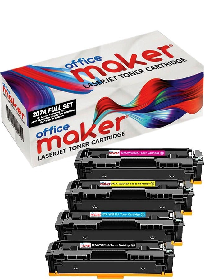 Office Maker ​Office maker 207A (With Chip) Toner Cartridges Compatible for Color LaserJet Pro MFP M283fdw M282nw M283fdn M255dw M255nw  (Black Cyan Yellow Magenta, 4-Pack)  - Image 1