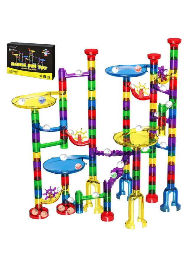 Magicfly Magicfly Marble Run Set, 127 Pcs Marble Race Track for Kids with Glass Marbles, Upgrade Marble Works Set  - Image 1