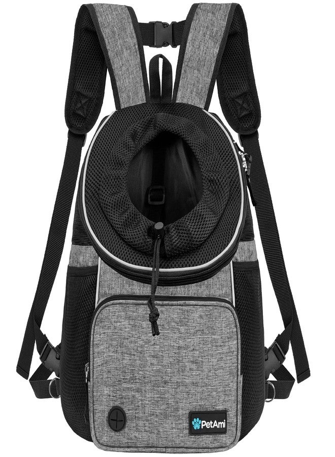 PetAmi Dog Front Carrier Backpack, Adjustable Dog Pet Cat Chest Carrier Backpack, Ventilated Dog Carrier for Hiking Camping Travel, Small Medium Puppy Large Cat Carrying Bag, Max 15 lbs, Gray - Image 1