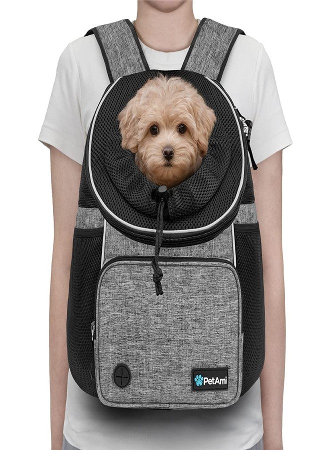 PetAmi Dog Front Carrier Backpack, Adjustable Dog Pet Cat Chest Carrier Backpack, Ventilated Dog Carrier for Hiking Camping Travel, Small Medium Puppy Large Cat Carrying Bag, Max 15 lbs, Gray - Image 2