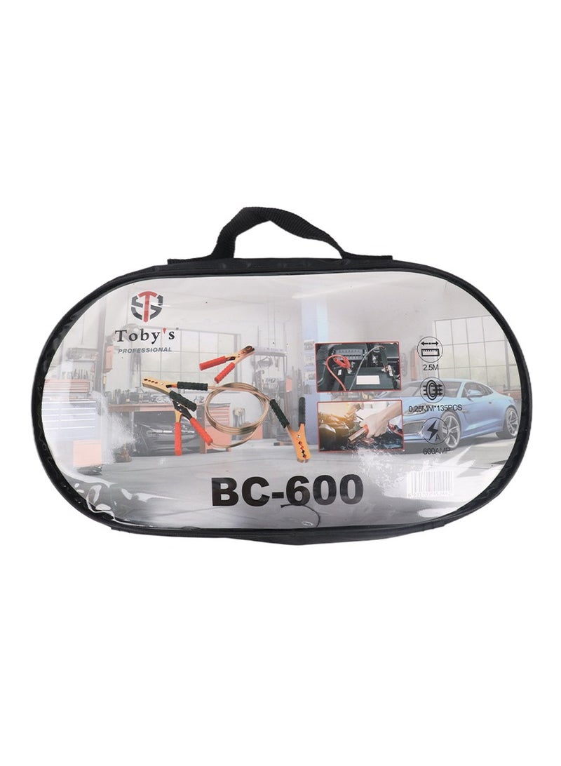 توبيز كابلات توصيل السيارات توبي BC-600 بقوة 600 أمبير وطول 2.5 متر | كابلات دفع ثقيلة | كابلات بدء الطوارئ للسيارة والشاحنة مع حقيبة للحمل - Image 2