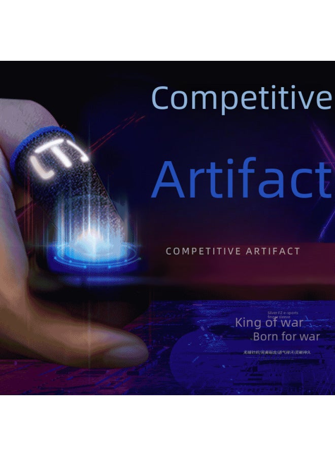 1824 Needle Silver F2 Fiber Electric Competition Sweat-proof Finger Sleeve Zero Broken Touch Eating Chicken Touch Screen King Game Finger Sleeve Flying Wisdom With The Same Style-Product Color:Silver Fiber Black And Blue A Pair (no Logo)(ordinary Packaging)  - Image 3