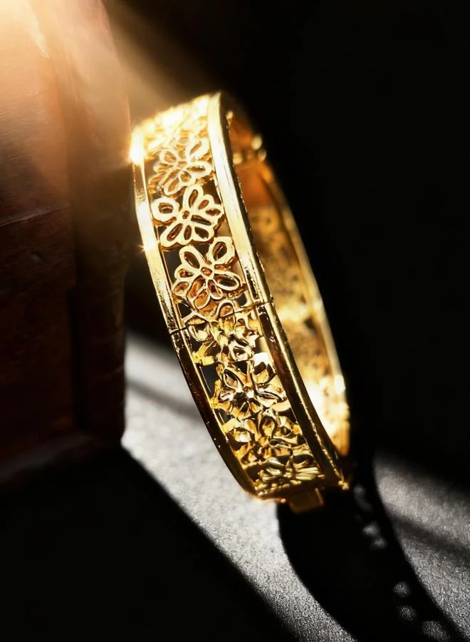 Take Two Gold Filigree Bangle Bracelet - Everyday Wear.