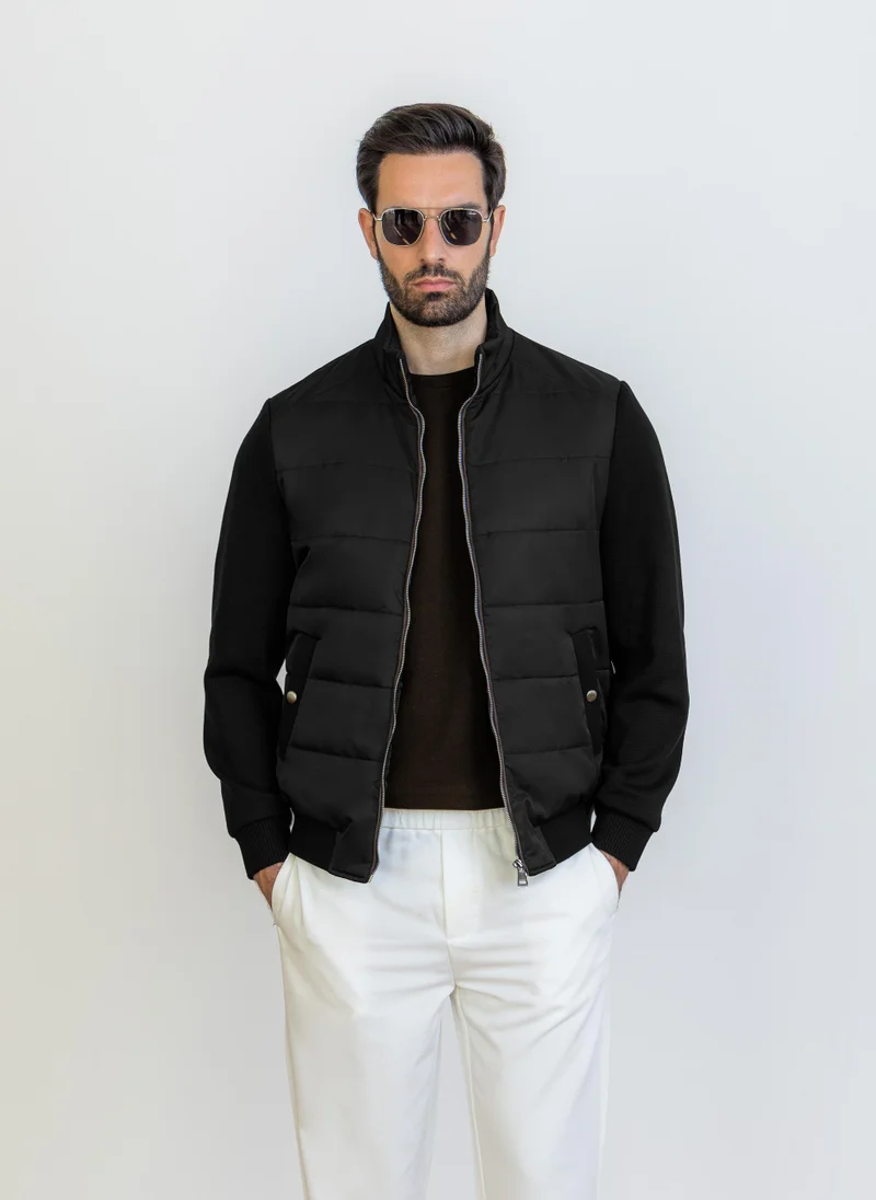 SHAPES DETAIL TEXTURED PUFFER JACKET