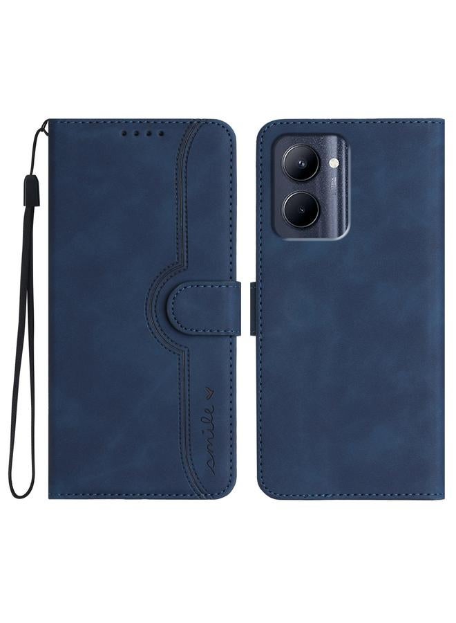 S-TOP Case For Realme C33 2022 / 2023 Global Heart Pattern Skin Feel Leather Phone Case - Image 1