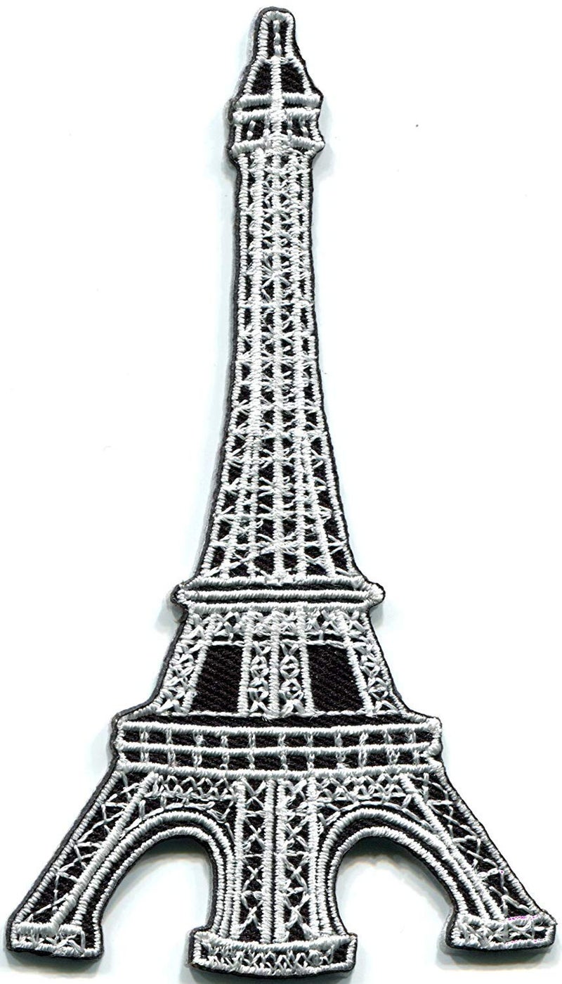 TKPatch Eiffel Tower Paris France French landmark white embroidered embroidered applique iron-on patch new - Image 5