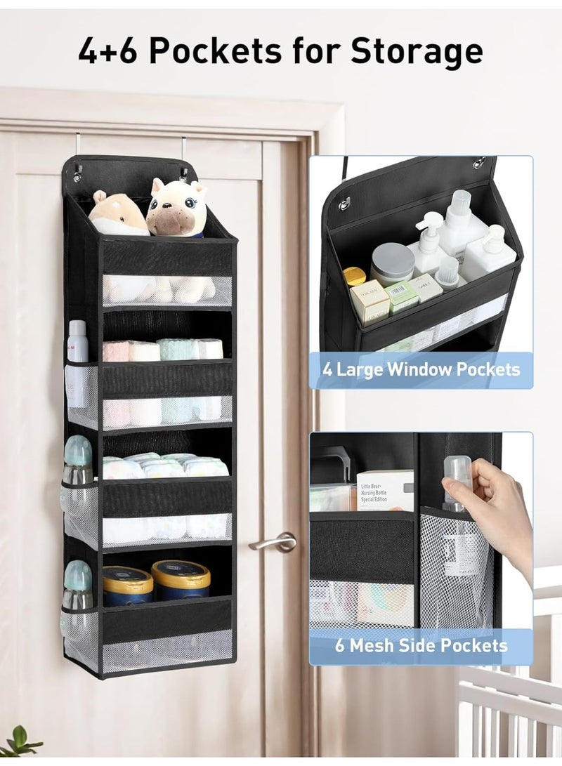 Yecaye 1 Pack Over the Door Organizer, 35.2lbs Load Toy Stuffed Animal Storage, Swing-proof Hanging Bathroom Organizers and Storage for Nursery Newborn Baby Essential Stuff Dorm Room Essentials Grey - Image 2