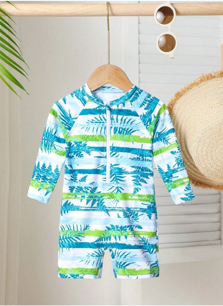 Shein Baby and Toddler Boys Tropical Print Long Sleeve Romper  - Image 5