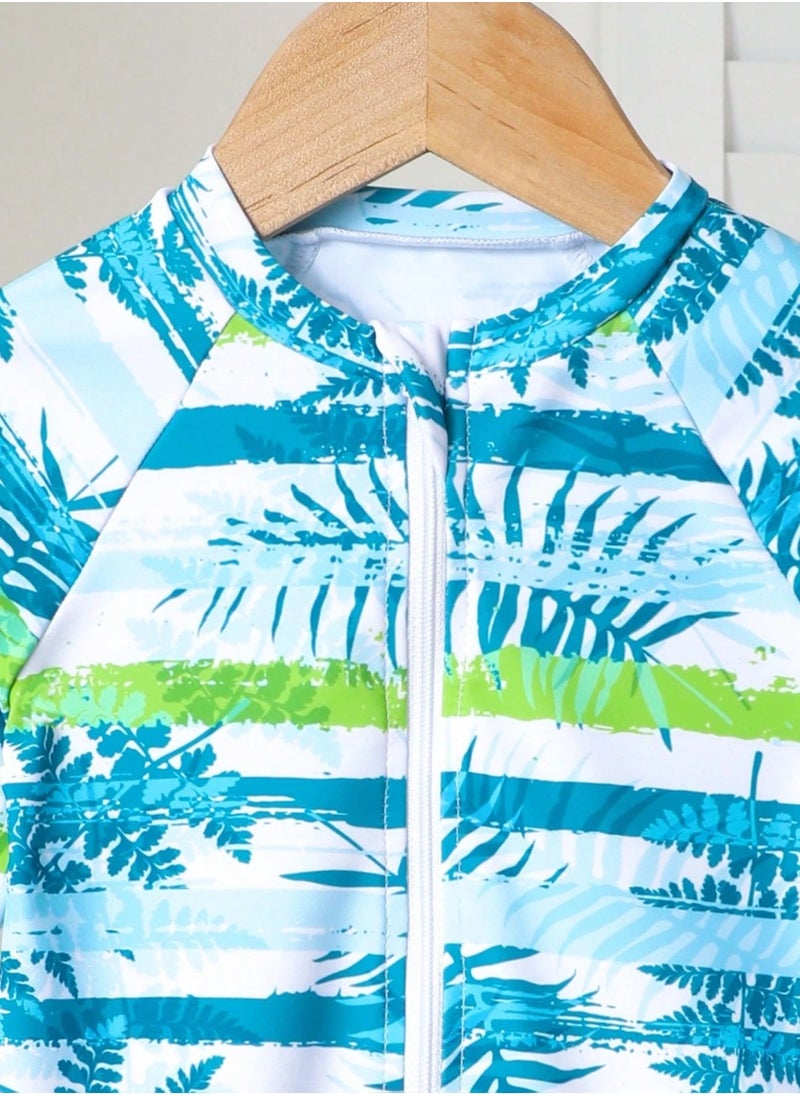 Shein Baby and Toddler Boys Tropical Print Long Sleeve Romper  - Image 4